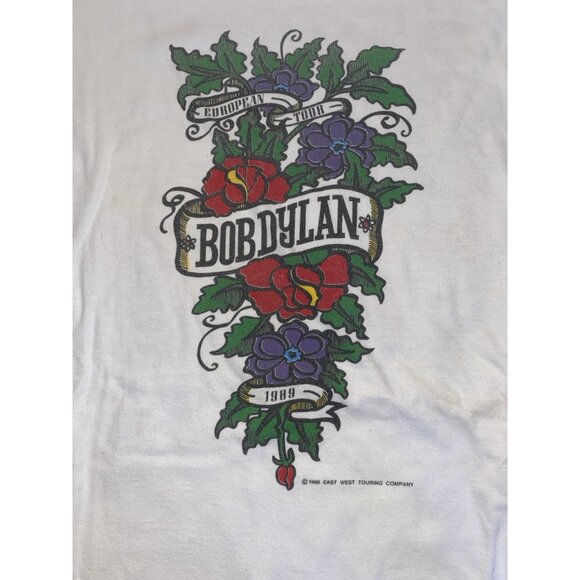 Rare Vintage Bob Dylan 1989 European Tour Mens Double Sided Graphic Shirt Large - Picture 2 of 5